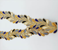 Thumbnail for 9 Yards Sheer Gold Tissue Embroidered Trim, Decorative Trim, Indian Sari Border Sequin Trimming