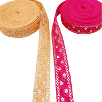 Thumbnail for Embroidered Lace Trim Sequins Trim 9 Yard Decorative Sari Border Costume Ribbon Crafting Sewing Tape