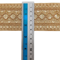 Thumbnail for Art Silk Trim Gold Embroidered Sequins Trim, Decorative Trim, Indian Sari Border