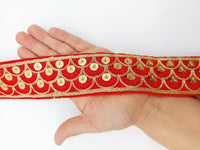 Thumbnail for Embroidered Velvet Fabric Sequins Trim Indian Sari Border, Sequin Trimming, Sequinned Lace