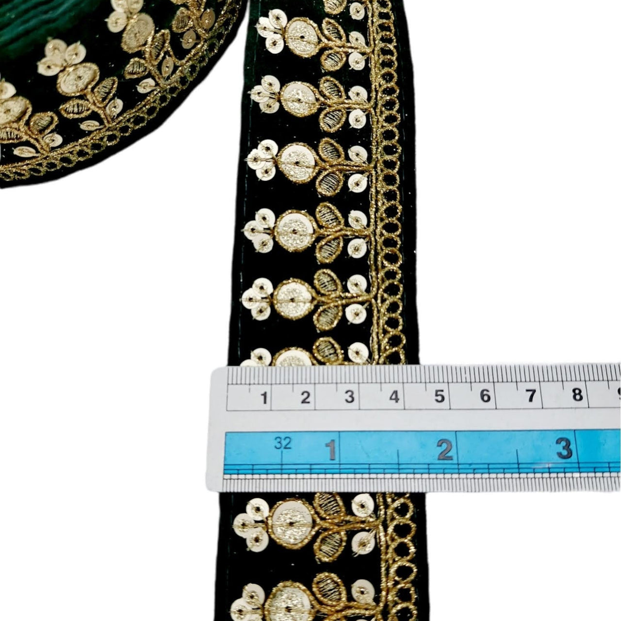 Velvet Floral Embroidered Sequins Trim Indian Sari Border, Sequin Trimming, Sequinned Lace