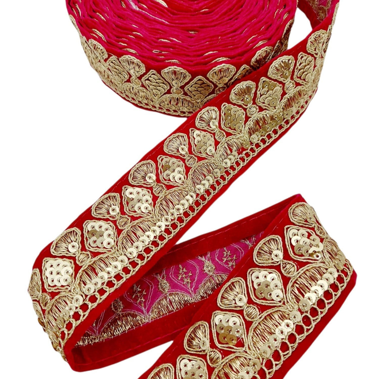 Velvet Embroidered Sequins Trim Indian Sari Border, Sequin Trimming, Sequinned Lace