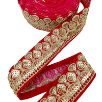 Thumbnail for Velvet Embroidered Sequins Trim Indian Sari Border, Sequin Trimming, Sequinned Lace