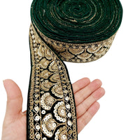 Thumbnail for Sequinned Floral Embroidered Velvet Trim Indian Sari Border, Sequin Trimming, Sequins Lace