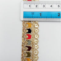 Thumbnail for Multicoloured Tissue Fabric Sequin Border, Beige Shimmer Lace Trim, Decorative Trim