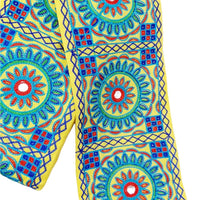 Thumbnail for Indian Yellow Fabric Trim, Mirror Floral Kutch Embroidered, Decorative Trim