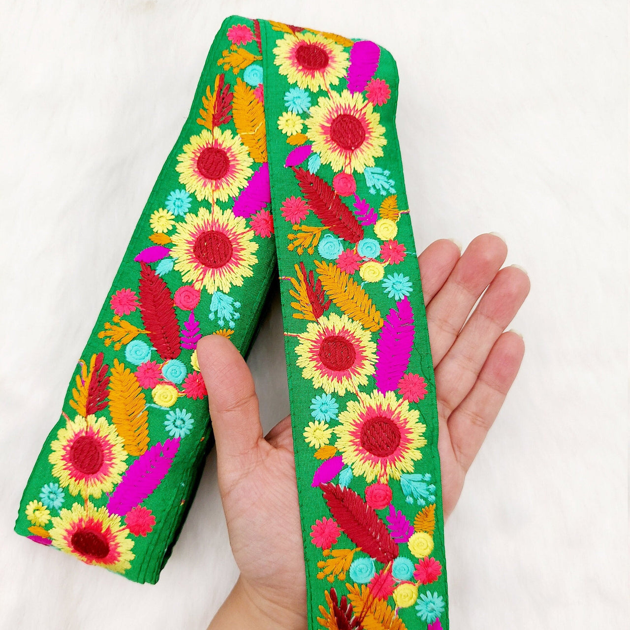 Art Silk Fabric Lace Trim By 9 Yards, Flower Embroidery Indian Laces, Decorative Trim