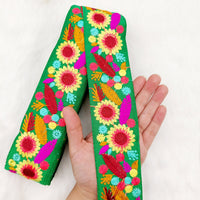 Thumbnail for Art Silk Fabric Lace Trim By 9 Yards, Flower Embroidery Indian Laces, Decorative Trim