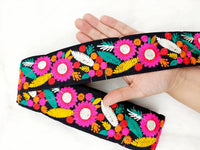 Thumbnail for Art Silk Fabric Lace Trim By 9 Yards, Flower Embroidery Indian Laces, Decorative Trim