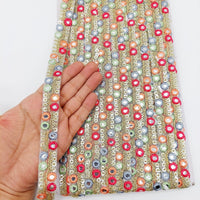 Thumbnail for Embroidered Trim Sequins Trim 3 Yards Decorative Lace Sari Border Costume Ribbon Crafting Sewing Tape