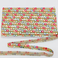 Thumbnail for Embroidered Trim Sequins Trim 3 Yards Decorative Lace Sari Border Costume Ribbon Crafting Sewing Tape