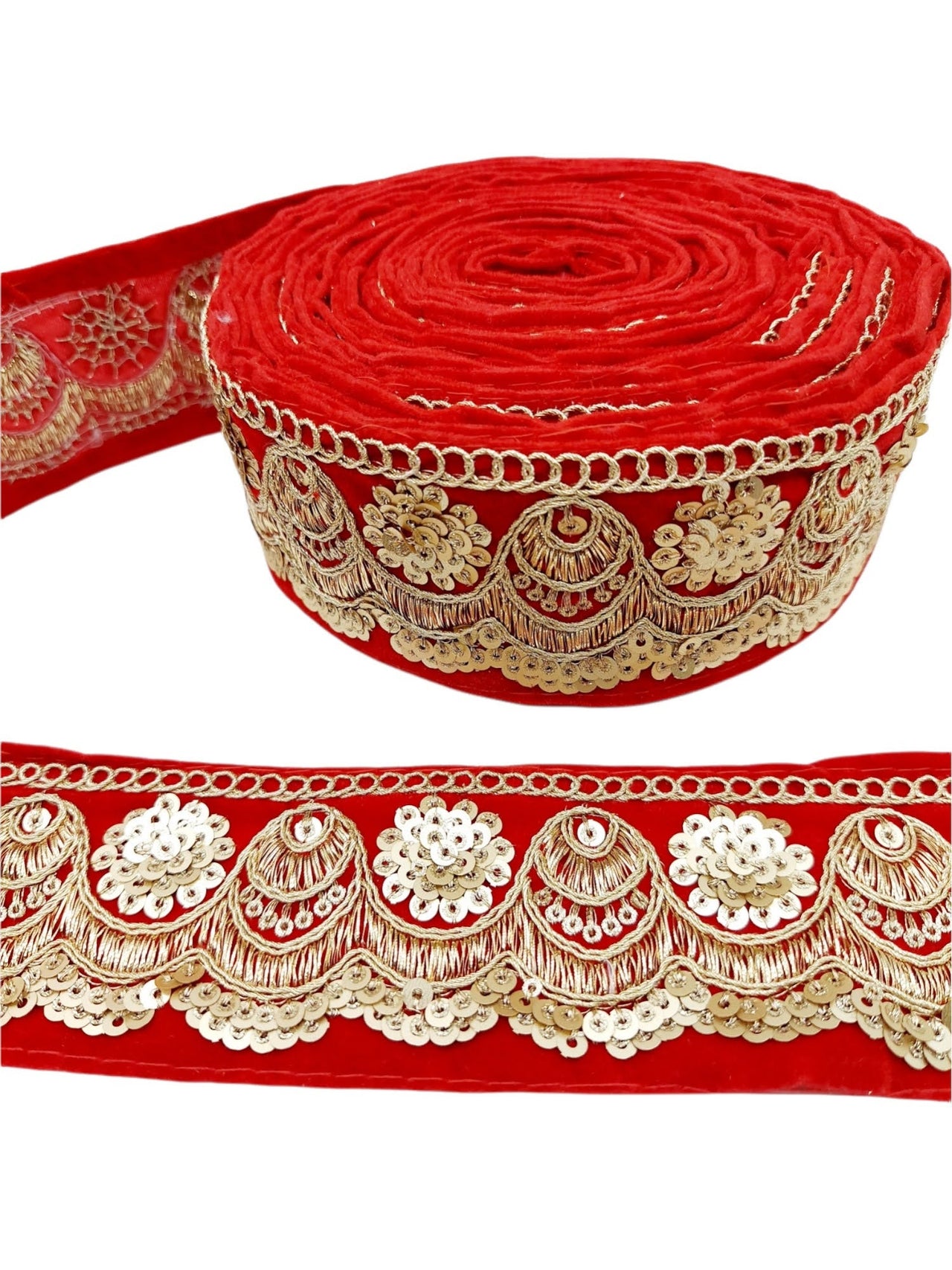Embroidered Velvet Fabric Trim Sequins Lace Sewing Trimming Sari Trim Indian Border, Trim By Yard
