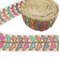 Thumbnail for 9 Yards Sheer Gold Tissue Embroidered Trim, Decorative Trim, Indian Sari Border Sequin Trimming