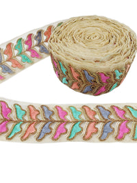 Thumbnail for Sheer Gold Tissue Embroidered Trim, Decorative Trim, Trim By Yard Indian Sari Border Sequin Trimming