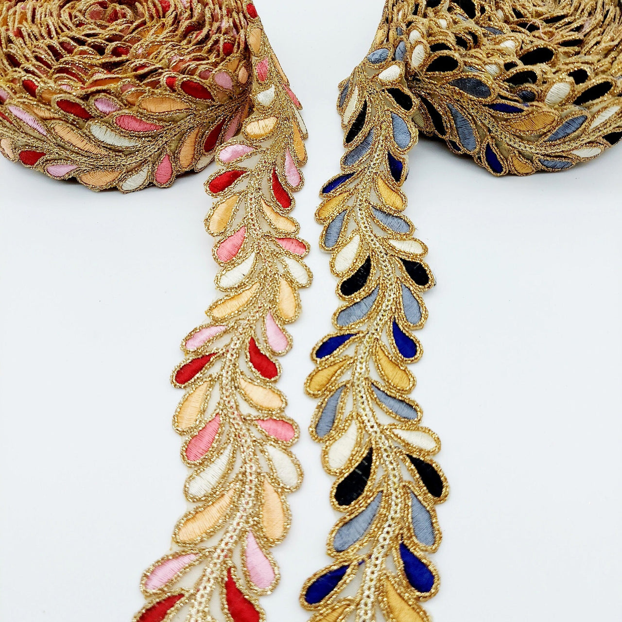 9 Yards Sheer Gold Tissue Embroidered Trim, Decorative Trim, Indian Sari Border Sequin Trimming