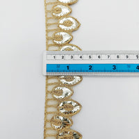 Thumbnail for 9 Yards Sheer Gold Tissue Fabric Scalloped Lace Trim with Indian Gold Foil Work Gota Patti Sari Border