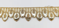 Thumbnail for 9 Yards Sheer Gold Tissue Fabric Scalloped Lace Trim with Indian Gold Foil Work Gota Patti Sari Border