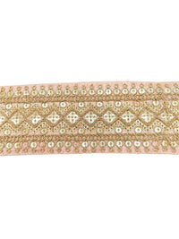 Thumbnail for Art Silk Trim Gold Embroidered Sequins Trim, Decorative Trim, Indian Sari Border