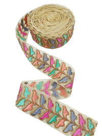 Thumbnail for Sheer Gold Tissue Embroidered Trim, Decorative Trim, Trim By Yard Indian Sari Border Sequin Trimming