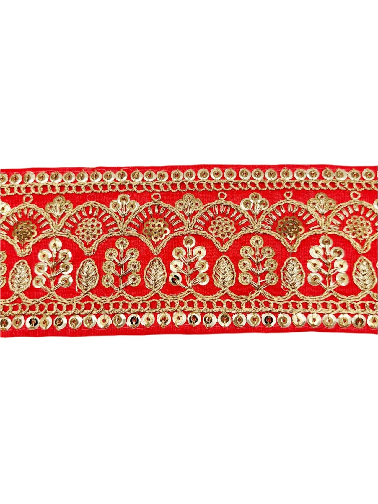 2 Yards, Red Gold Embroidered Lace Trim Sequins Trim 9 Yard Decorative Sari Border Costume Ribbon Crafting Sewing Tape