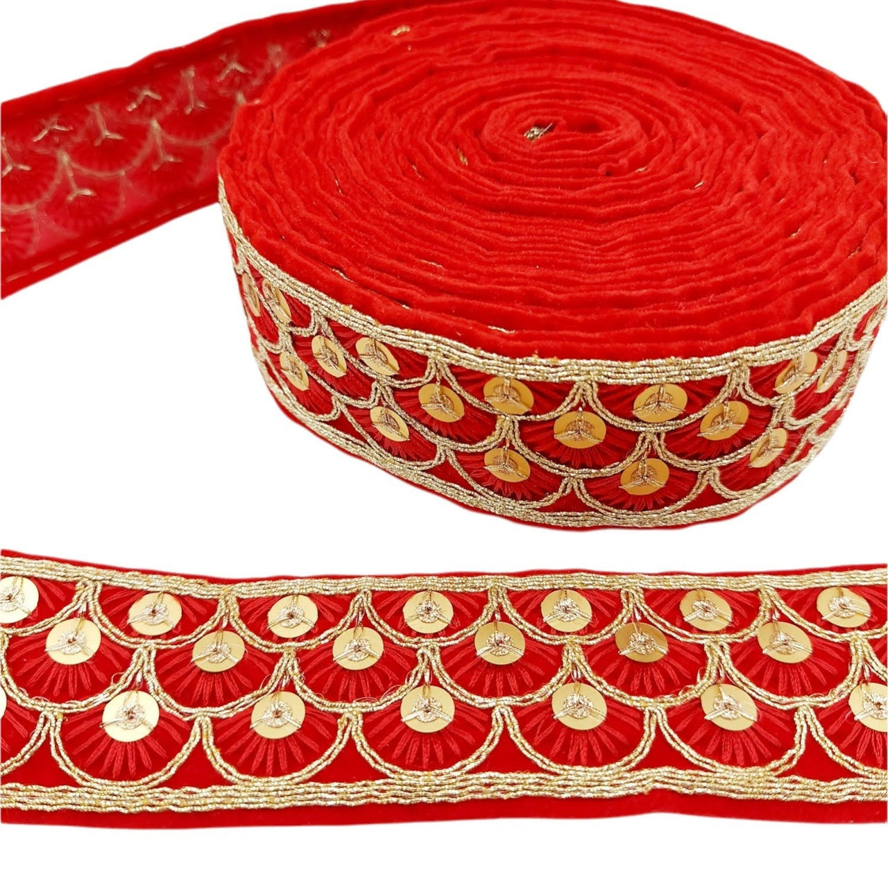 Embroidered Velvet Fabric Sequins Trim Indian Sari Border, Sequin Trimming, Sequinned Lace