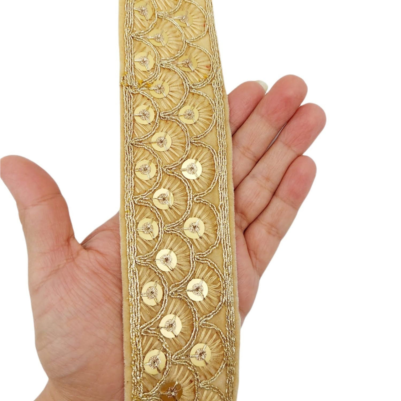 Embroidered Velvet Fabric Sequins Trim Indian Sari Border, Sequin Trimming, Sequinned Lace