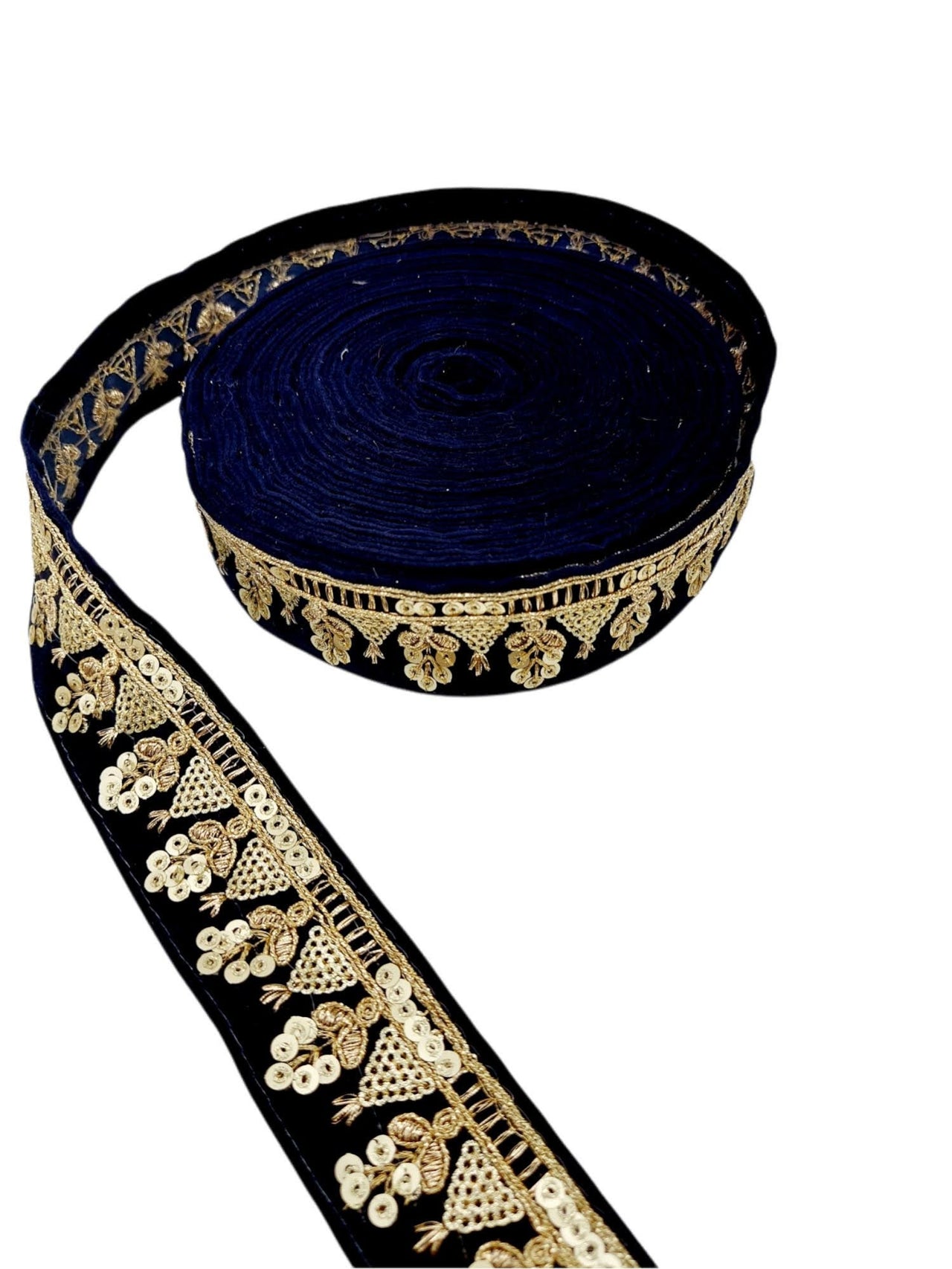 Floral Embroidered Velvet Fabric Sequins Trim Indian Sari Border, Sequin Trimming, Sequinned Lace