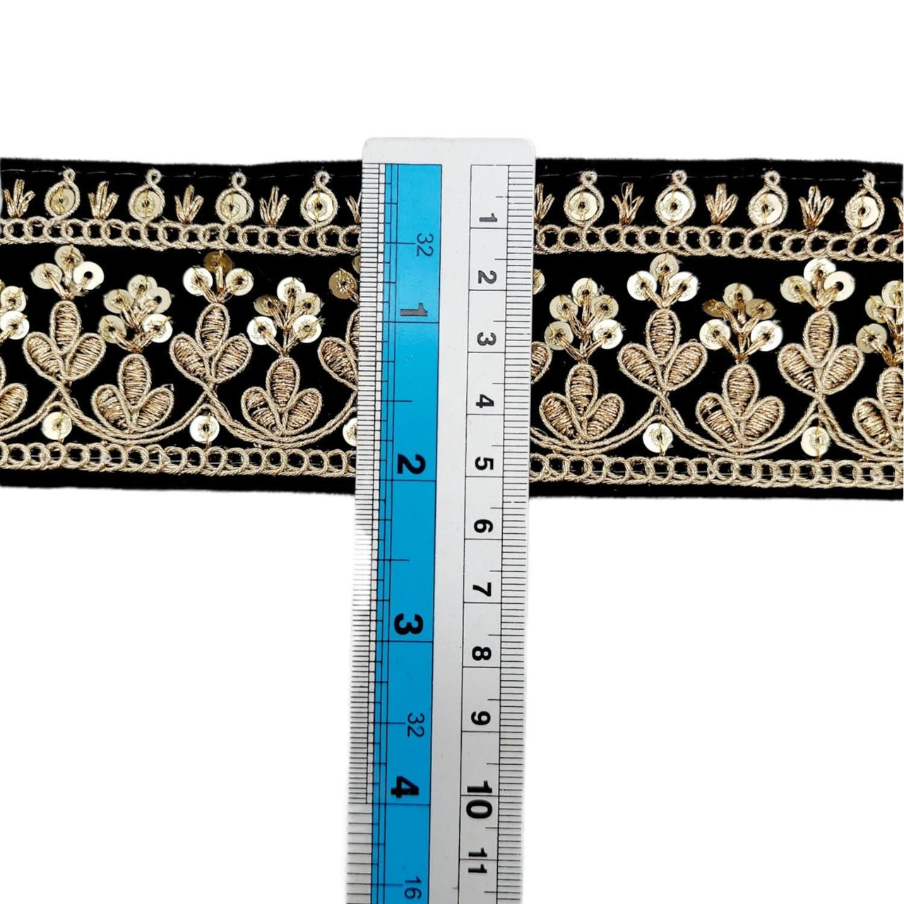 Floral Embroidered Sequins Velvet Trim Indian Sari Border, Sequin Trimming, Sequinned Lace