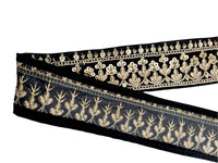 Thumbnail for Floral Embroidered Sequins Velvet Trim Indian Sari Border, Sequin Trimming, Sequinned Lace