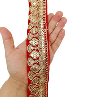 Thumbnail for Velvet Embroidered Sequins Trim Indian Sari Border, Sequin Trimming, Sequinned Lace