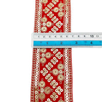 Thumbnail for Sequinned Embroidered Velvet Trim Indian Sari Border, Sequin Trimming, Sequins Lace