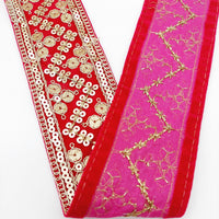 Thumbnail for Sequinned Embroidered Velvet Trim Indian Sari Border, Sequin Trimming, Sequins Lace