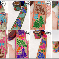 Thumbnail for 9 Yards Antique Gold Jacquard Brocade Sari Border Trim, Indian Woven Ribbon, Butterfly Trim