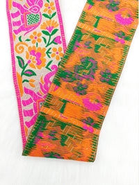 Thumbnail for 9 Yards Shimmer Jacquard Brocade Sari Border Trim, Indian Woven Ribbon, Elephant Trim