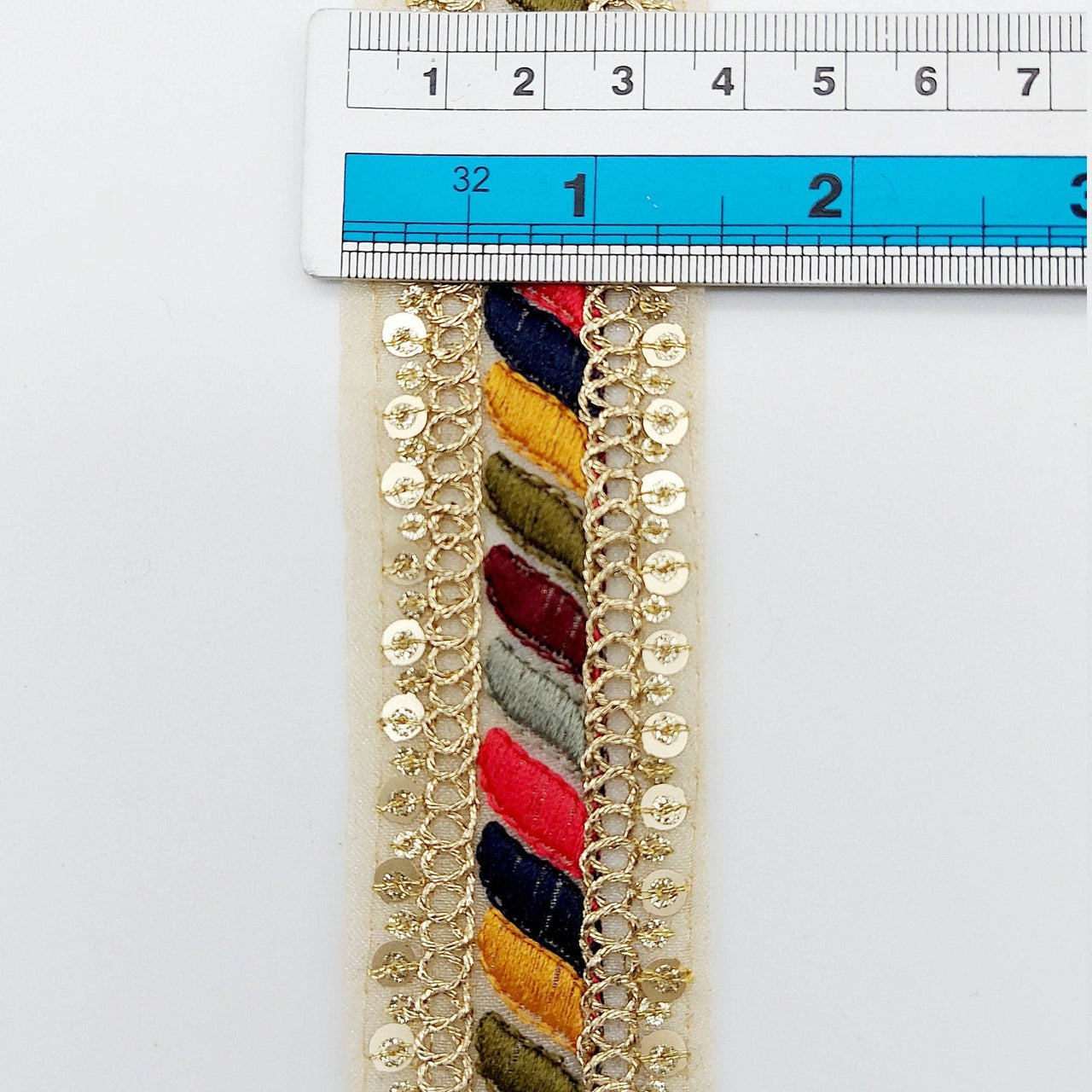 9 Yards Tissue Fabric Sequin Border, Beige Shimmer Tissue Fabric Lace Trim Stripes Embroidery, Decorative Trim