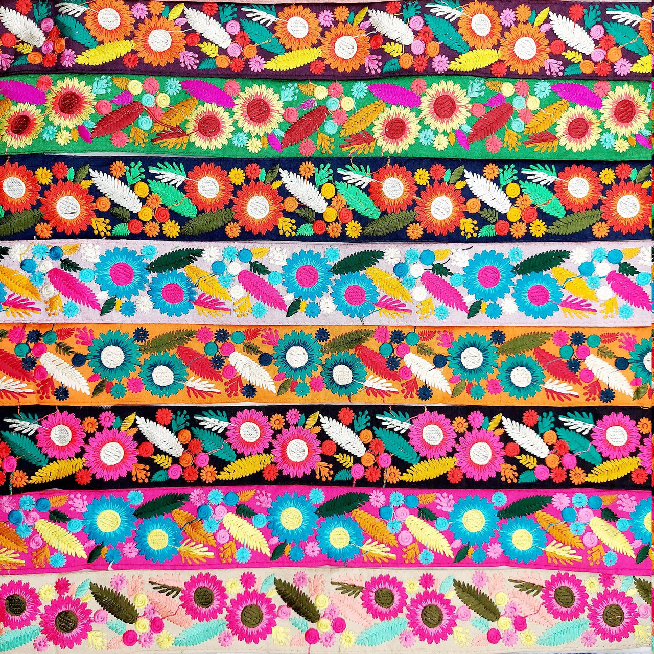 Art Silk Fabric Lace Trim By 9 Yards, Flower Embroidery Indian Laces, Decorative Trim