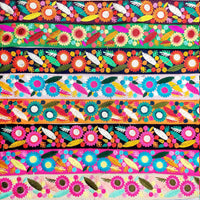 Thumbnail for Art Silk Fabric Lace Trim By 9 Yards, Flower Embroidery Indian Laces, Decorative Trim