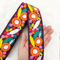 Thumbnail for Art Silk Fabric Lace Trim By 9 Yards, Flower Embroidery Indian Laces, Decorative Trim