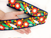 Thumbnail for Art Silk Fabric Lace Trim By 9 Yards, Flower Embroidery Indian Laces, Decorative Trim
