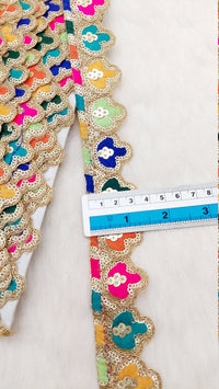 Thumbnail for Scallop Sequin Floral Border, Fringe Lace Trim, Sari Trimming