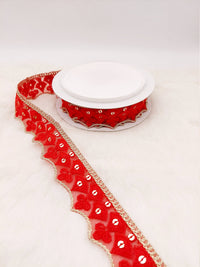 Thumbnail for Embroidered Scallop Lace Trim, Gold Sequins Trimming, 9 Yards Trim Sewing Decorative Ribbon