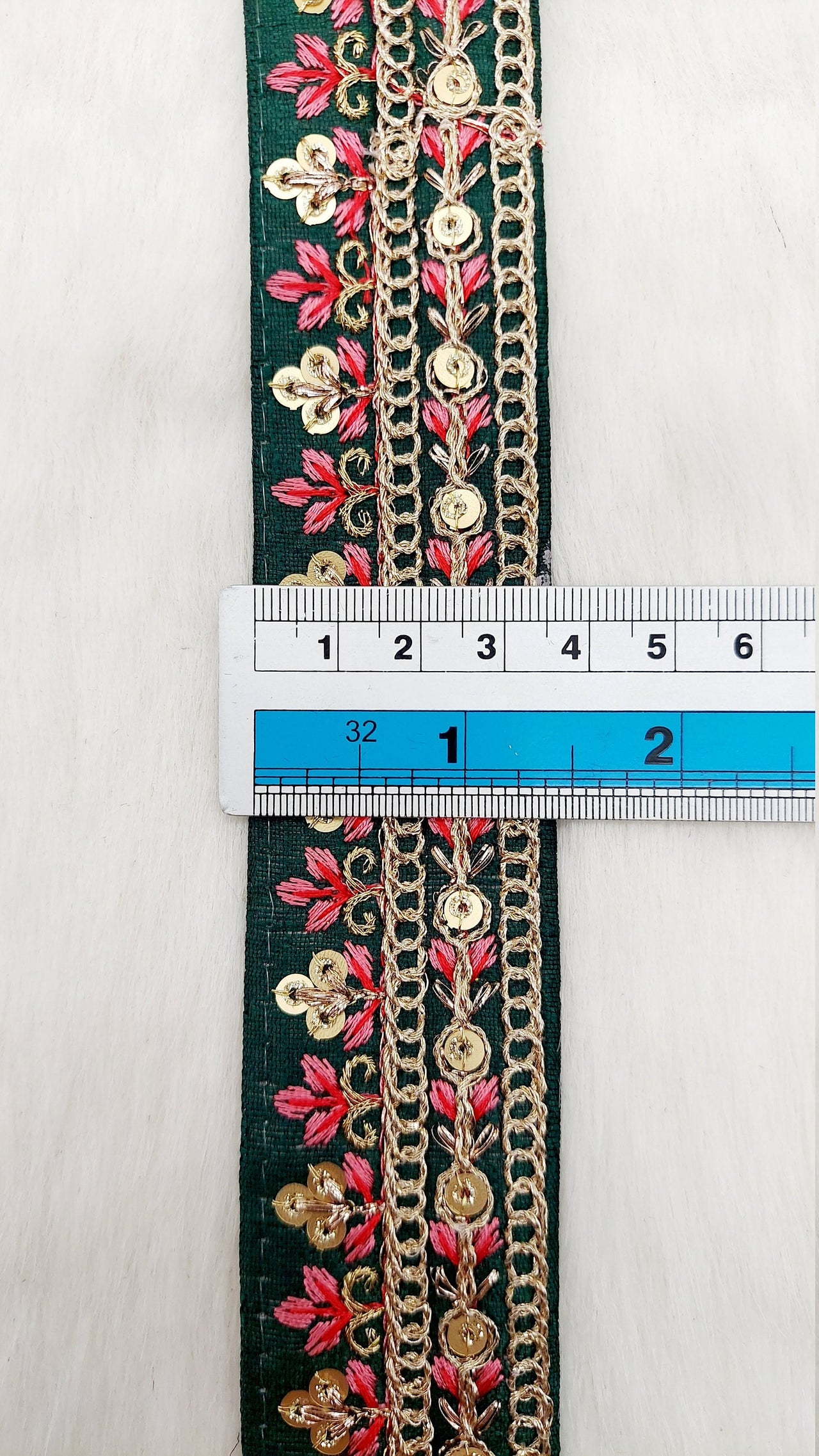 Floral Embroidered Sequin Border Art Silk Trim, Decorative Trim, Indian Sari Border