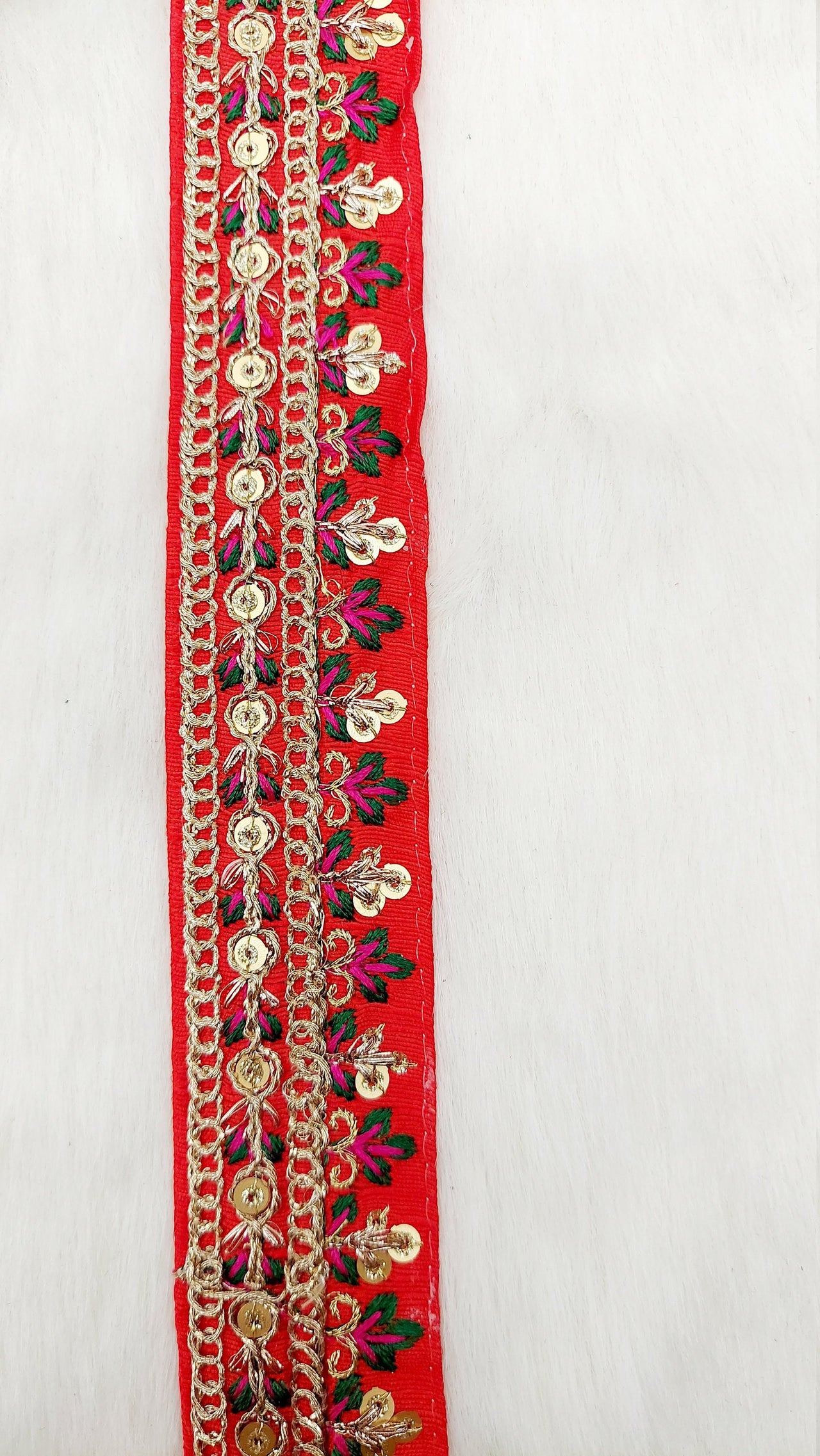 Floral Embroidered Sequin Border Art Silk Trim, Decorative Trim, Indian Sari Border