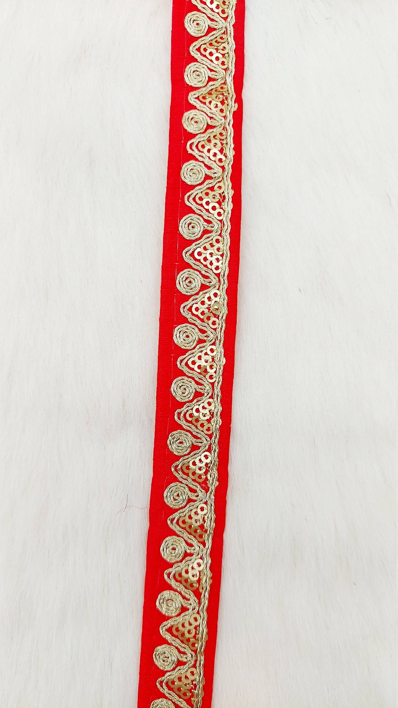 Red Pink Art Silk Trim with Gold Embroidery and Gold Sequins Indian Sari Border Trim By 3 Yards Decorative Trim Craft Lace