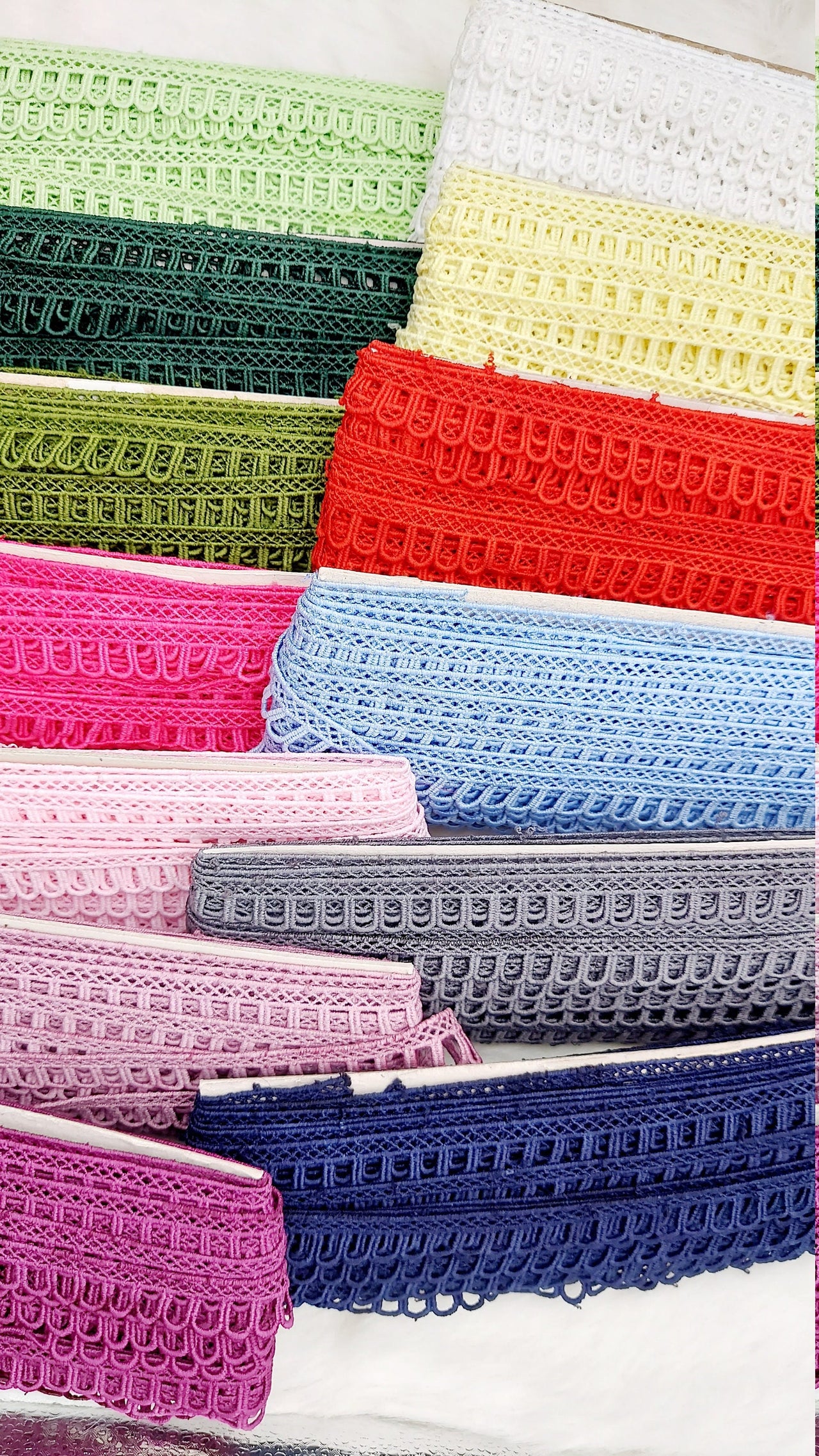 9 Yards Pink Embroidery Cotton Lace Trim, Approx. 20mm Wide, Fringe Trim