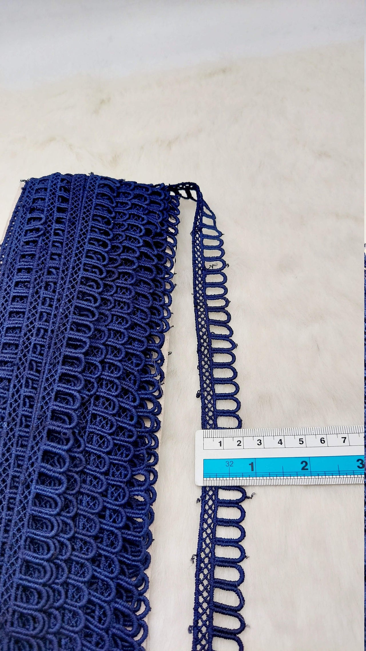 9 Yards Navy Blue Embroidery Cotton Lace Trim, Approx. 20mm Wide, Fringe Trim