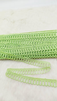 Thumbnail for 9 Yards Green Embroidery Cotton Lace Trim, Approx. 20mm Wide, Fringe Trim