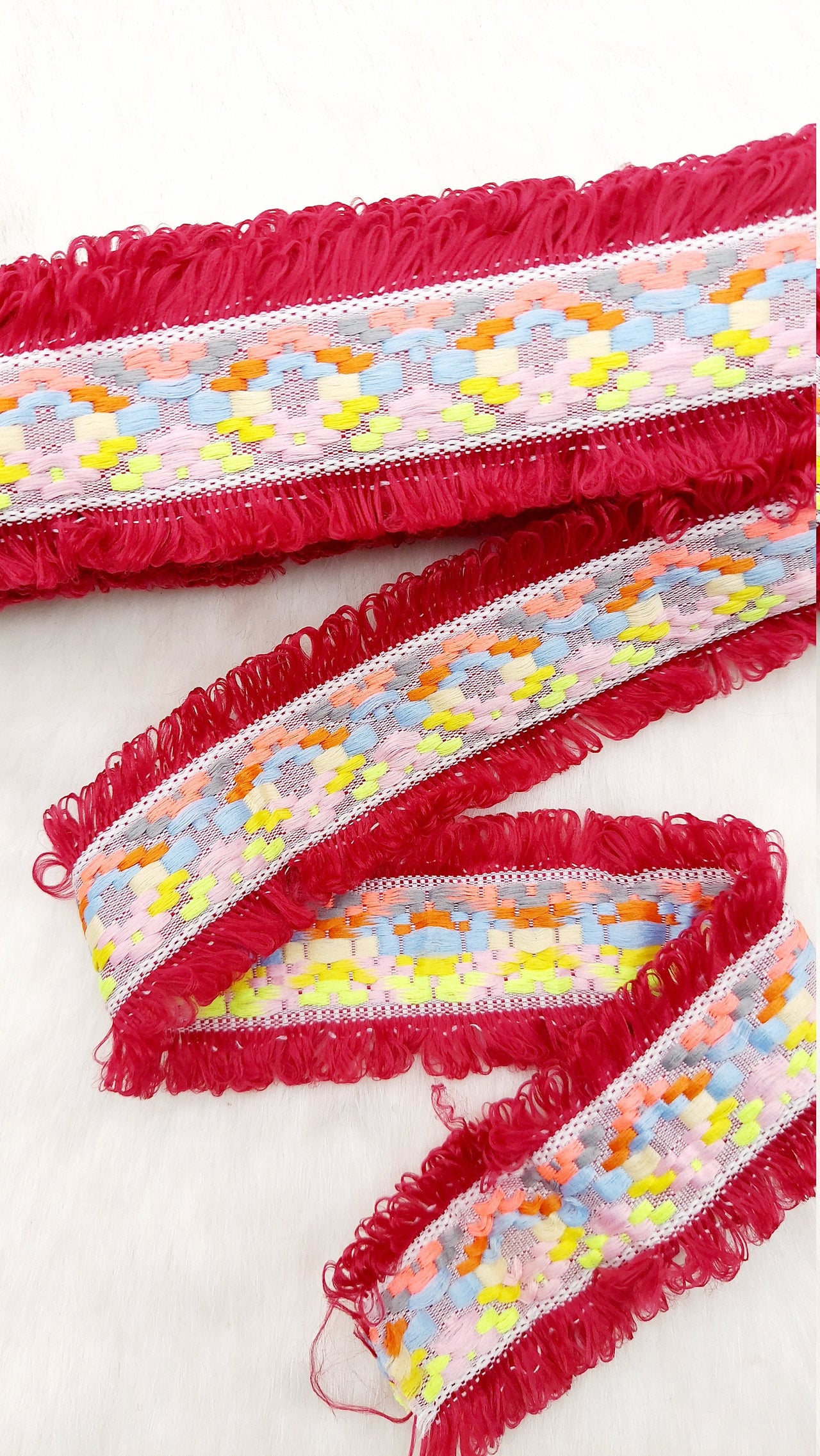 Kilim Pattern Trim, Tassels Threads Fringe Trim, Summer Trim