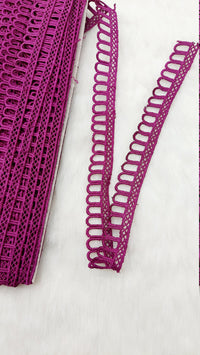 Thumbnail for 9 Yards Wine Red Embroidery Cotton Lace Trim, Approx. 20mm Wide, Fringe Trim