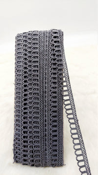 Thumbnail for 9 Yards Grey Embroidery Cotton Lace Trim, Approx. 20mm Wide, Fringe Trim